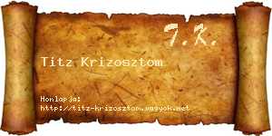 Titz Krizosztom névjegykártya